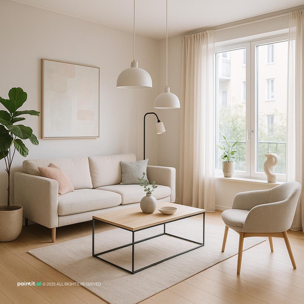 Scandinavian Living Room Design 2025 showing Scandinavian simplicity, light wood warmth, plants and greenery for Scandinavian Design Living Room.