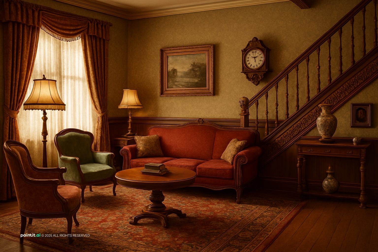 Vintage-Style Living Room Design Inspiration showing natural light for Living Room Color Ideas.