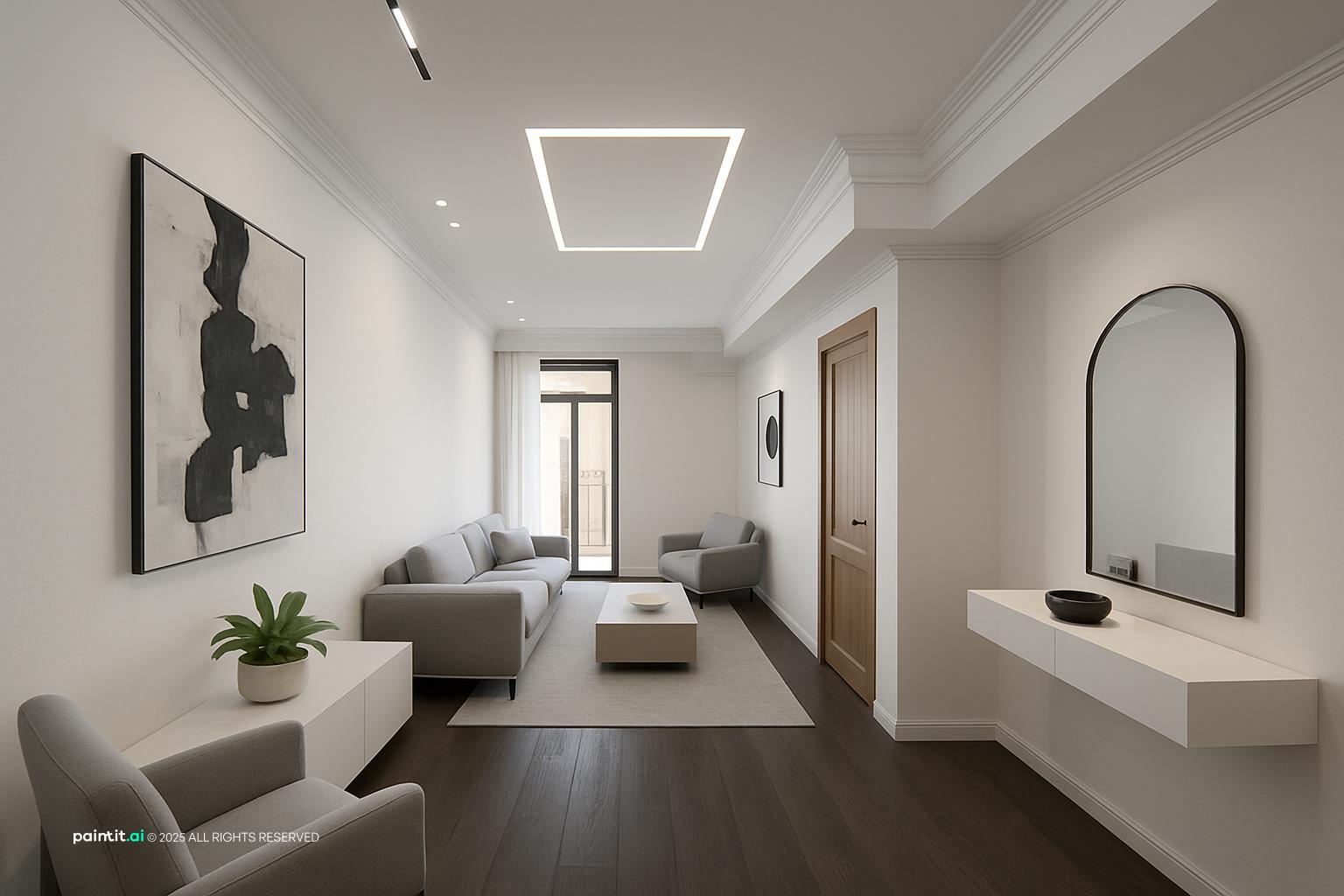 White Living Room With Black Trim - Elegant Interiors | Paintit.ai - 25