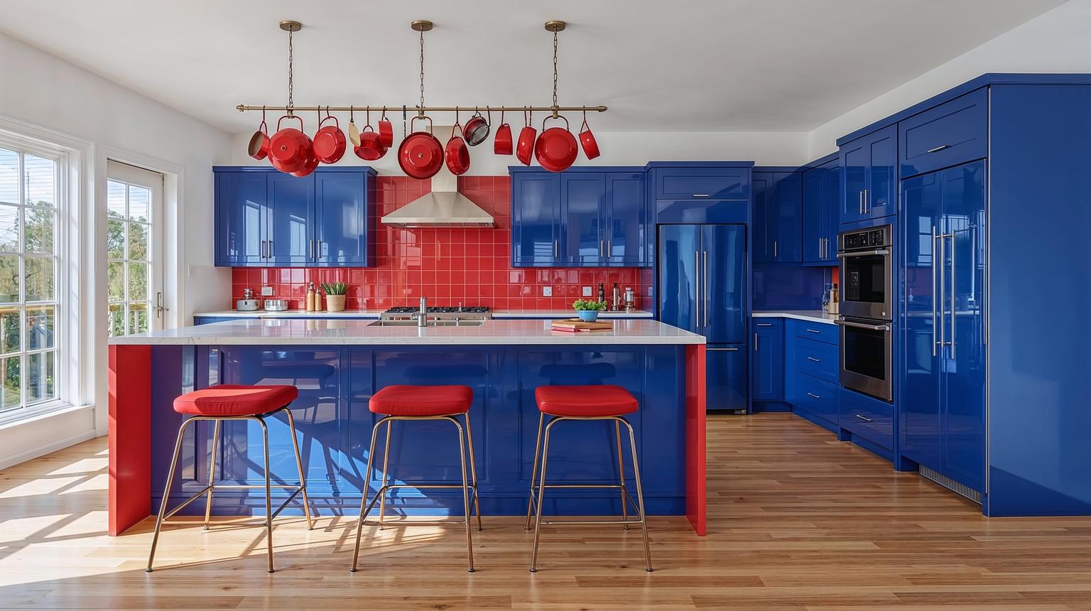 Royal Blue and Red Kitchen Accents