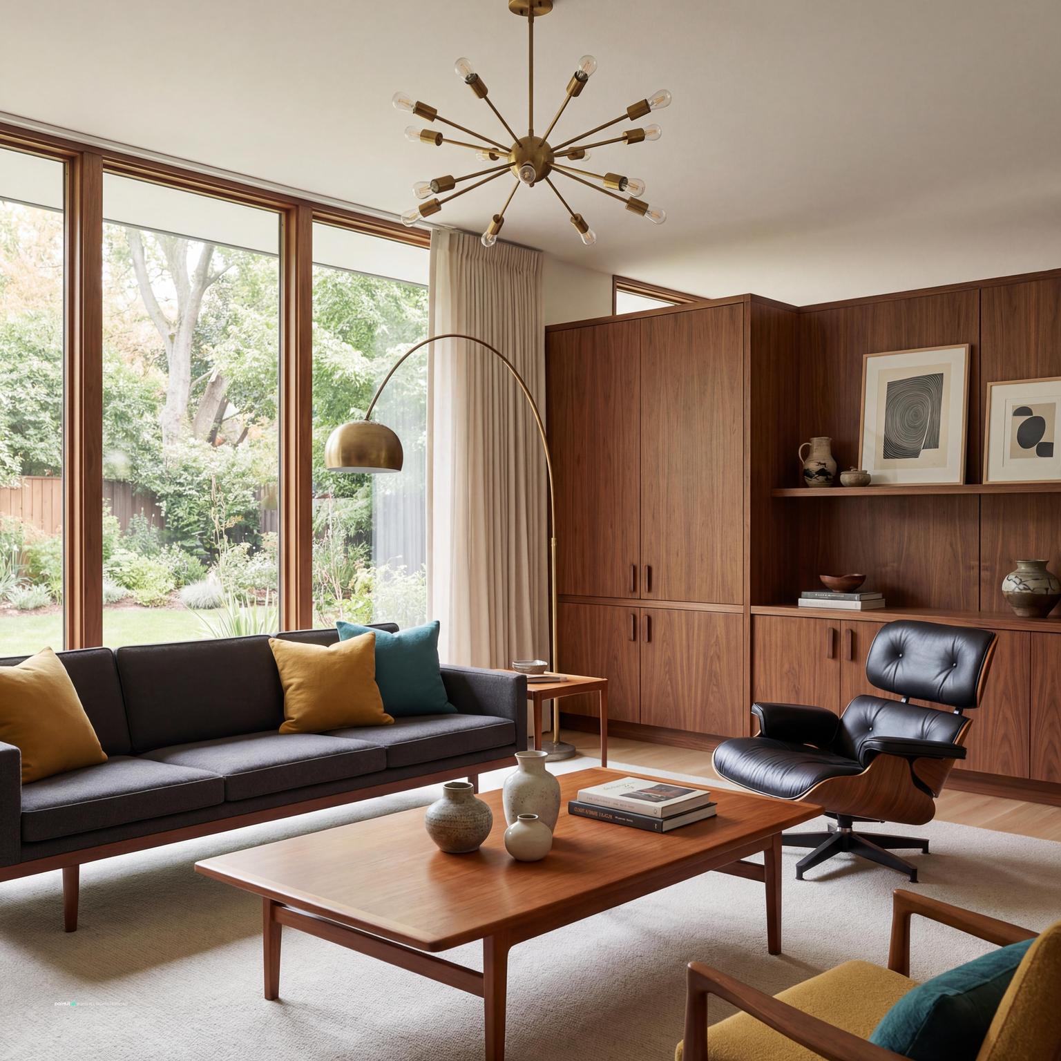 Mid-Century Modern Living Room Design yoga living room