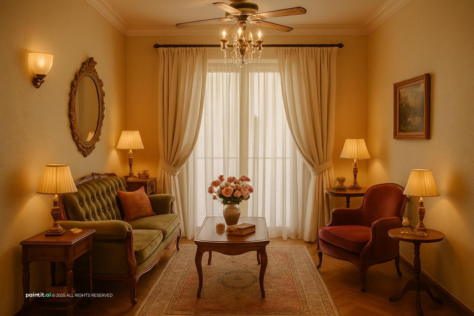 Middle Class 1940s Living Room - Vintage Home Inspiration | Paintit.ai - 30