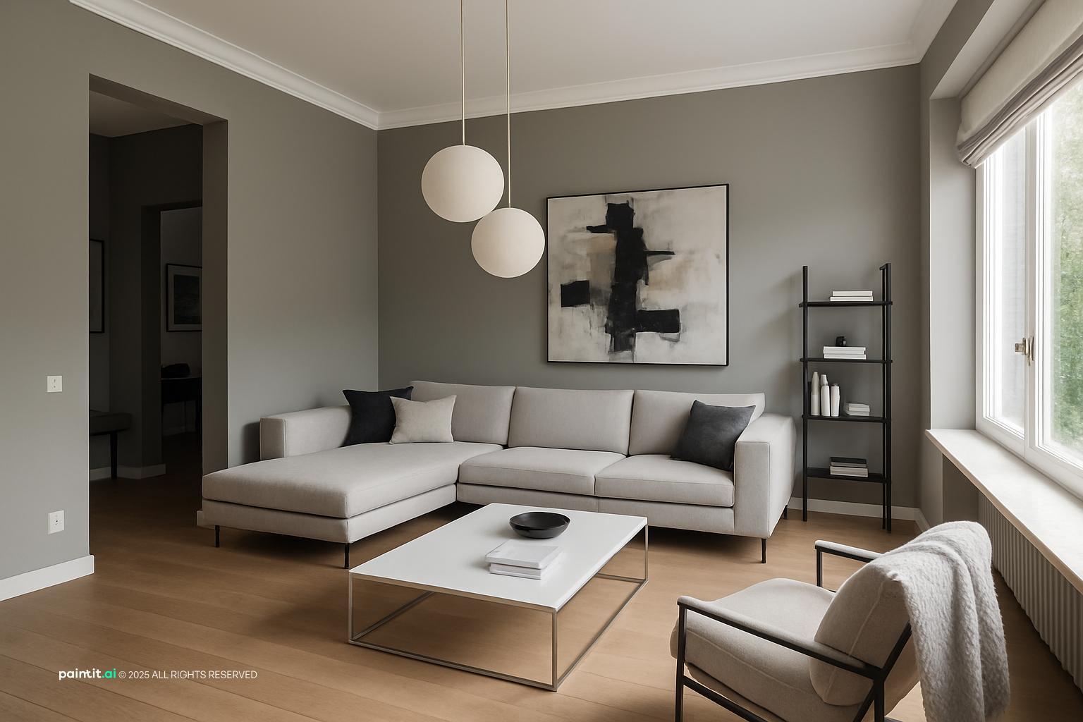 White Gray Brown Living Room - Design Ideas | Paintit.ai - 21