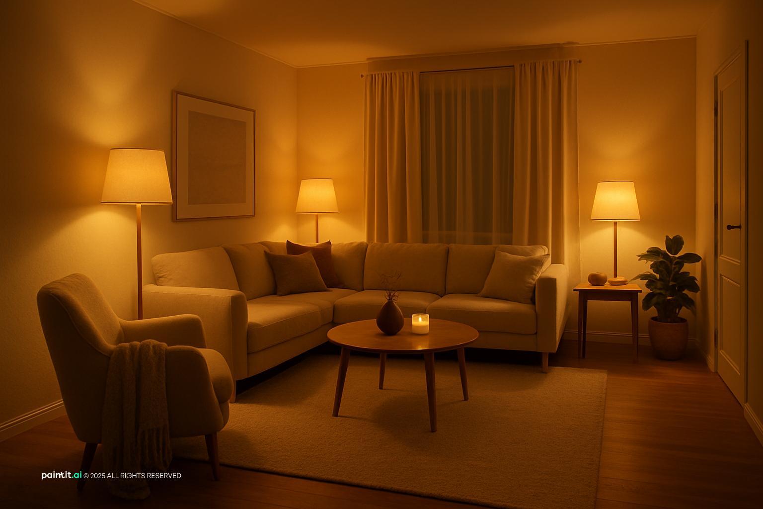 Yellow or White Light for Living Room - Lighting Choices | Paintit.ai - 6