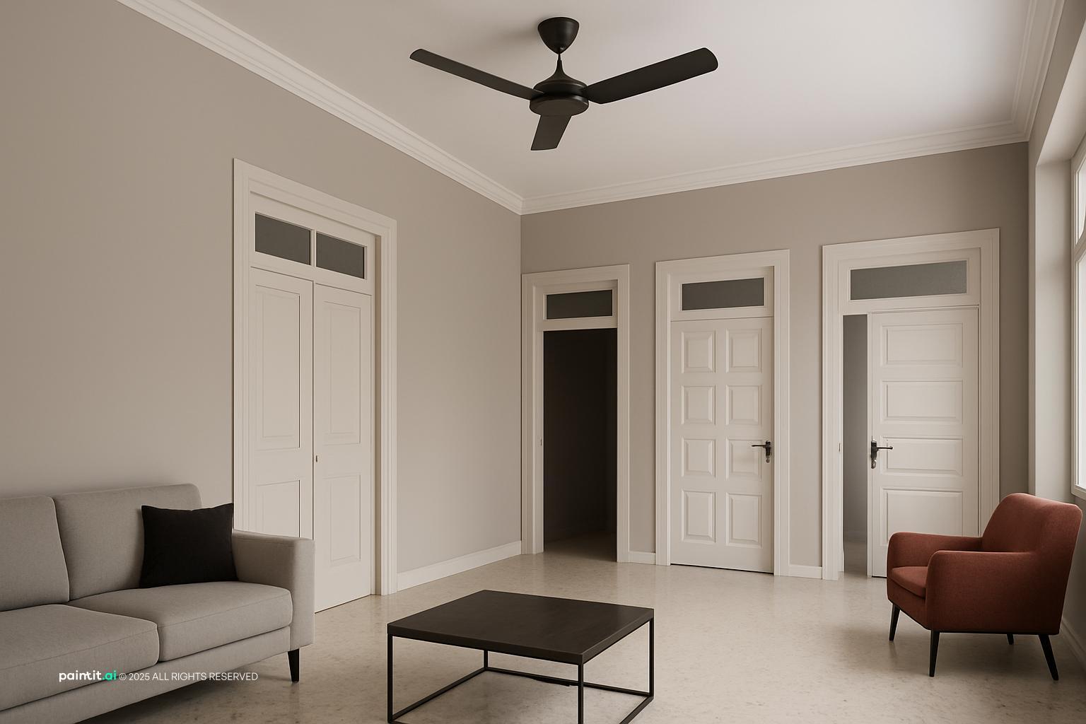 Worldly Gray Living Room: Sophisticated Interior Design | Paintit.ai - 13