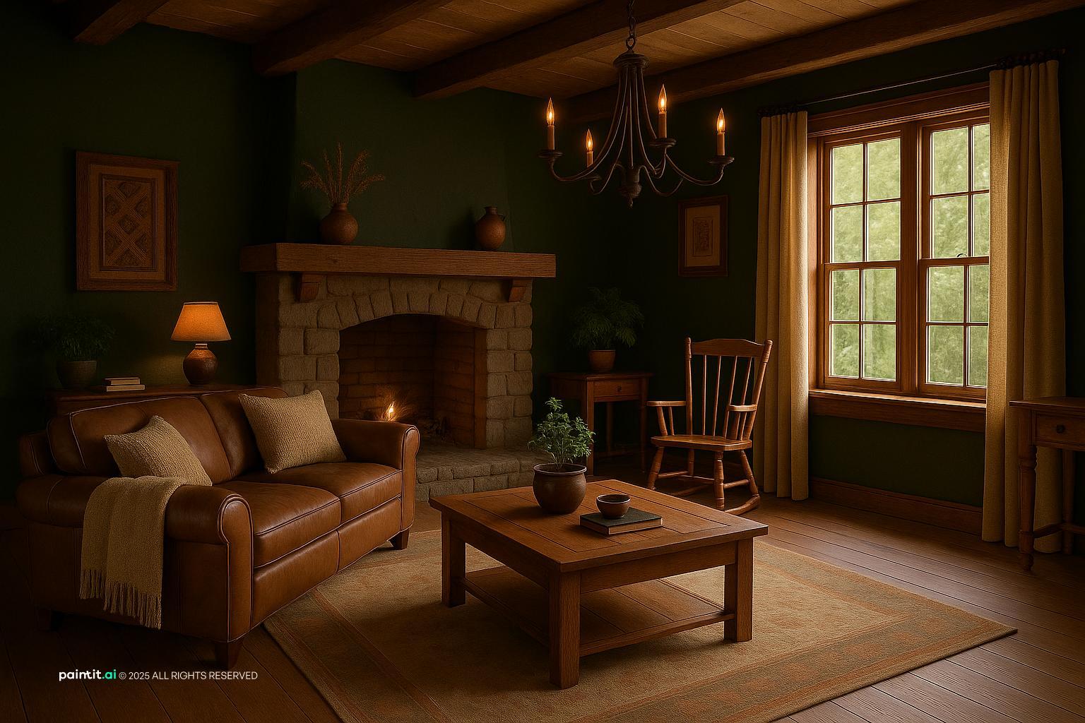 Victorian Dark Green Living Room: Elegant Decor Ideas | Paintit.ai - 24