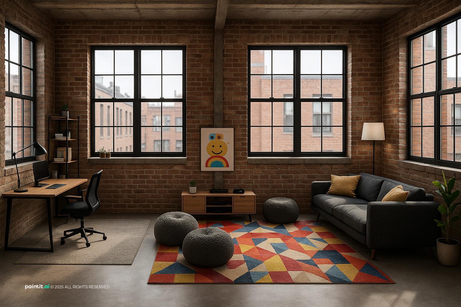 Stylish 20x20 Loft Design for Work and Play for New York Loft Style Interior Design
