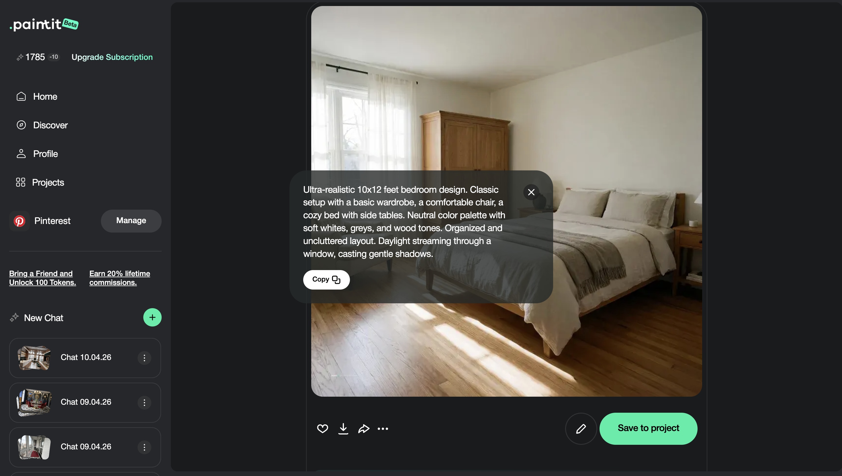 Realism-focused prompt cards paired with believable AI interior results