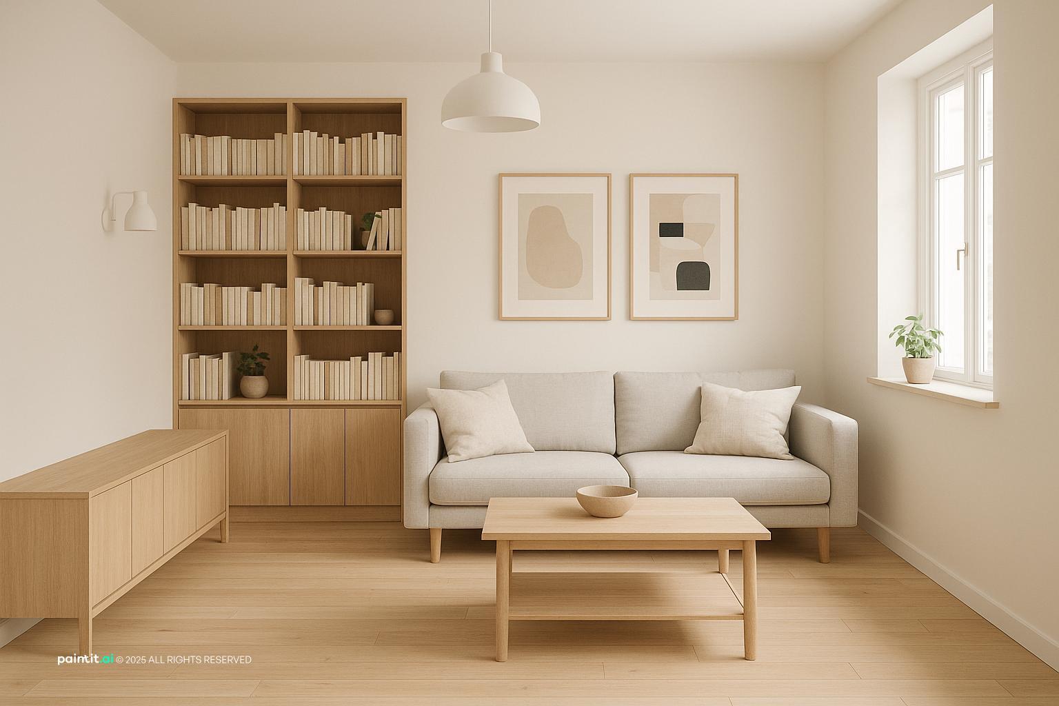 built in living room with natural textures and a calm living room atmosphere for a calmer living room layout.