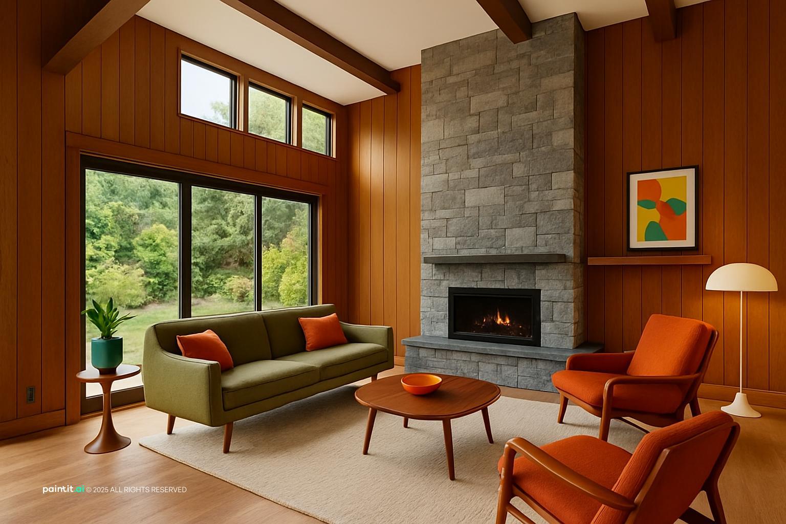 Woven Wood Shades Living Room - Design Ideas & Inspiration | Paintit.ai - 20