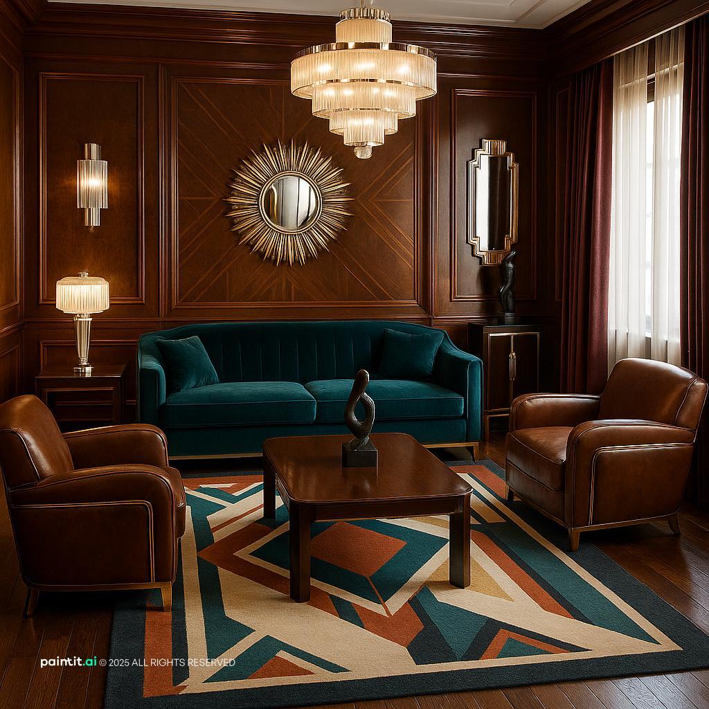 Luxurious Art Deco Room with Wood Accents for 1930s Interior Design Style