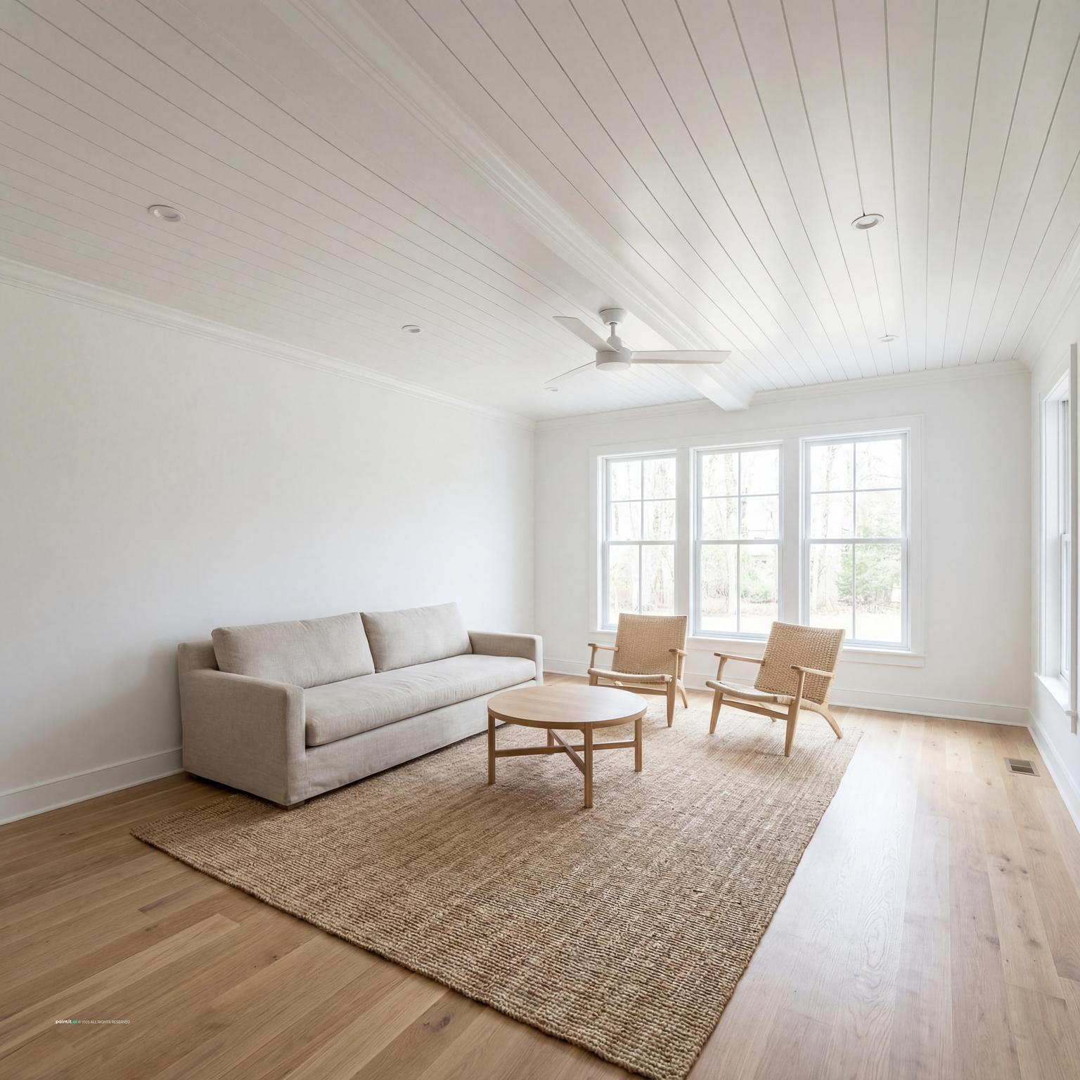Minimalist Cape Cod Living Room Design with wood and rug and a calm living room atmosphere.