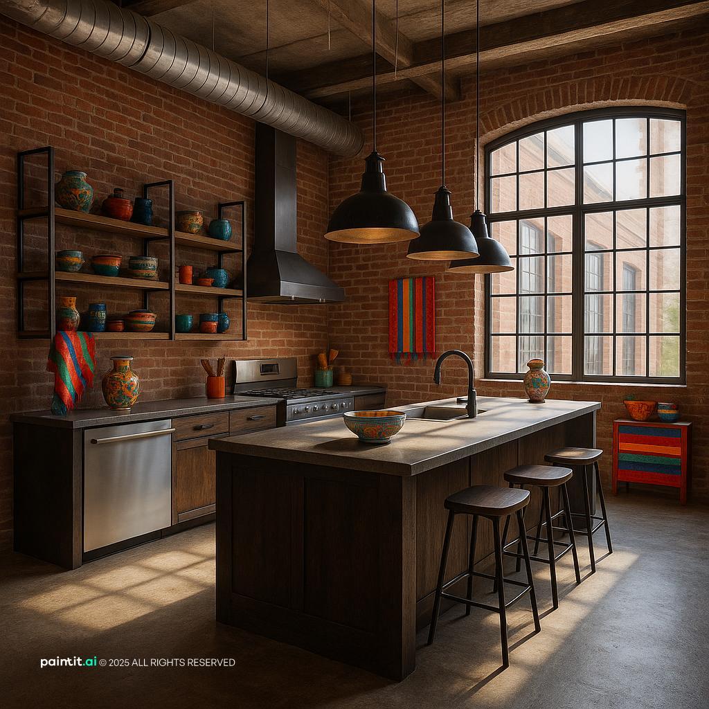 Stunning Industrial Loft Kitchen Design with Steel Details for New York Loft Style Interior Design
