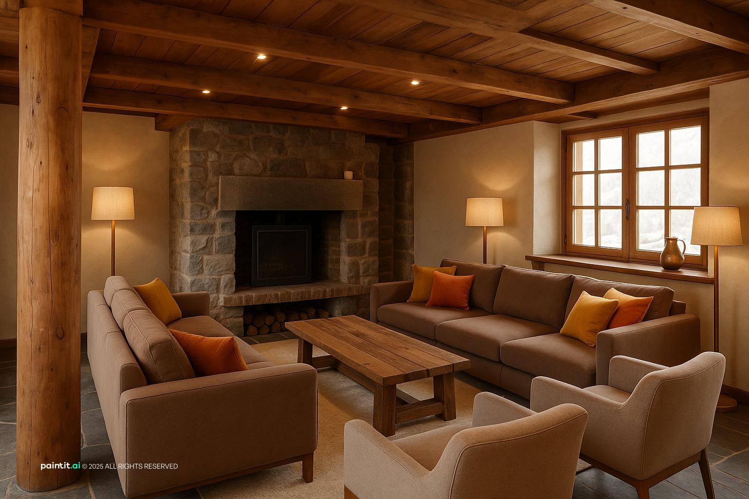 Log Cabin Living Room - Design Ideas | Paintit.ai - 17