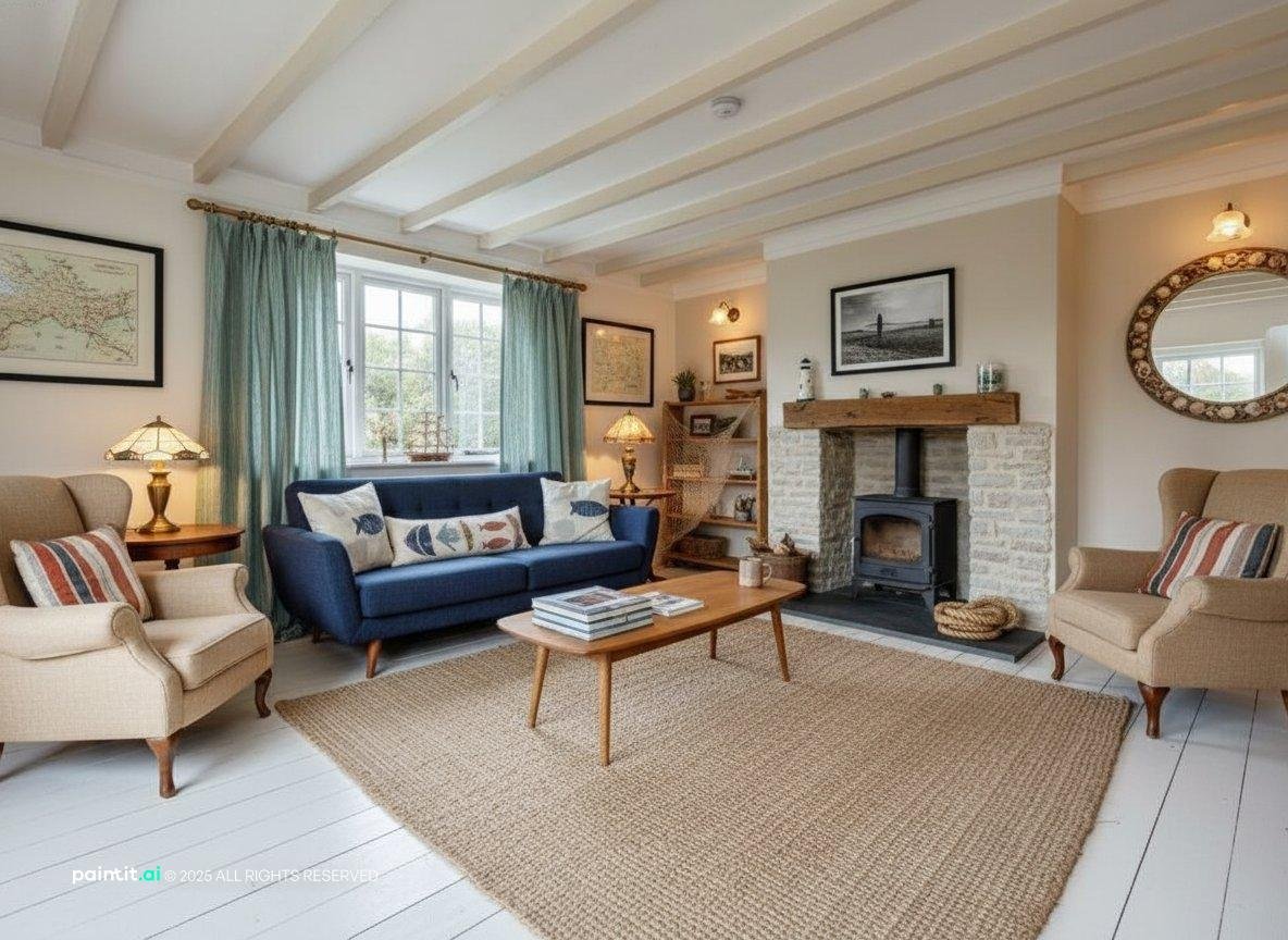 Cape Cod Living Room - Coastal Design | Paintit.ai - 3