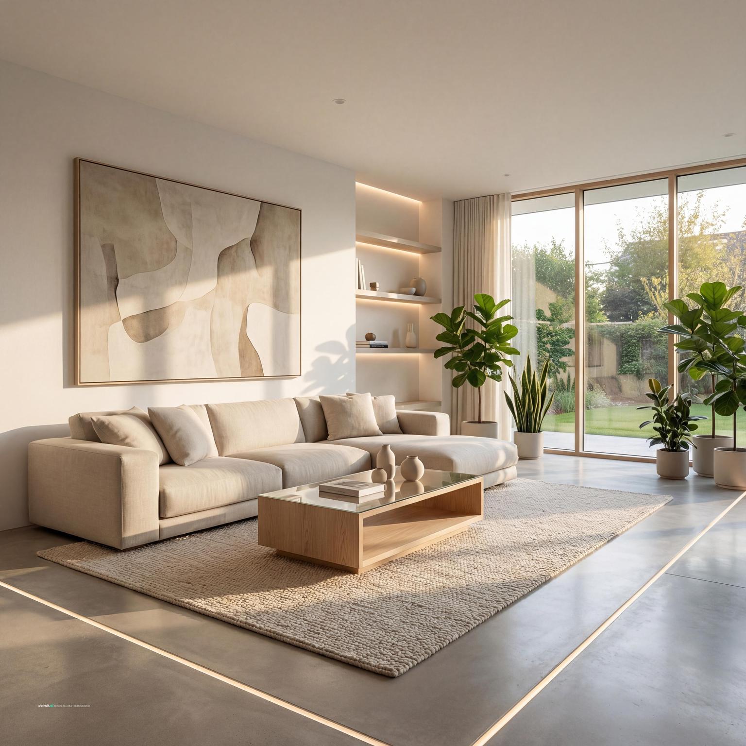 Stylish contemporary 1980s living room design with geometric patterns, vibrant accents, and a blend of comfort and modern flair.