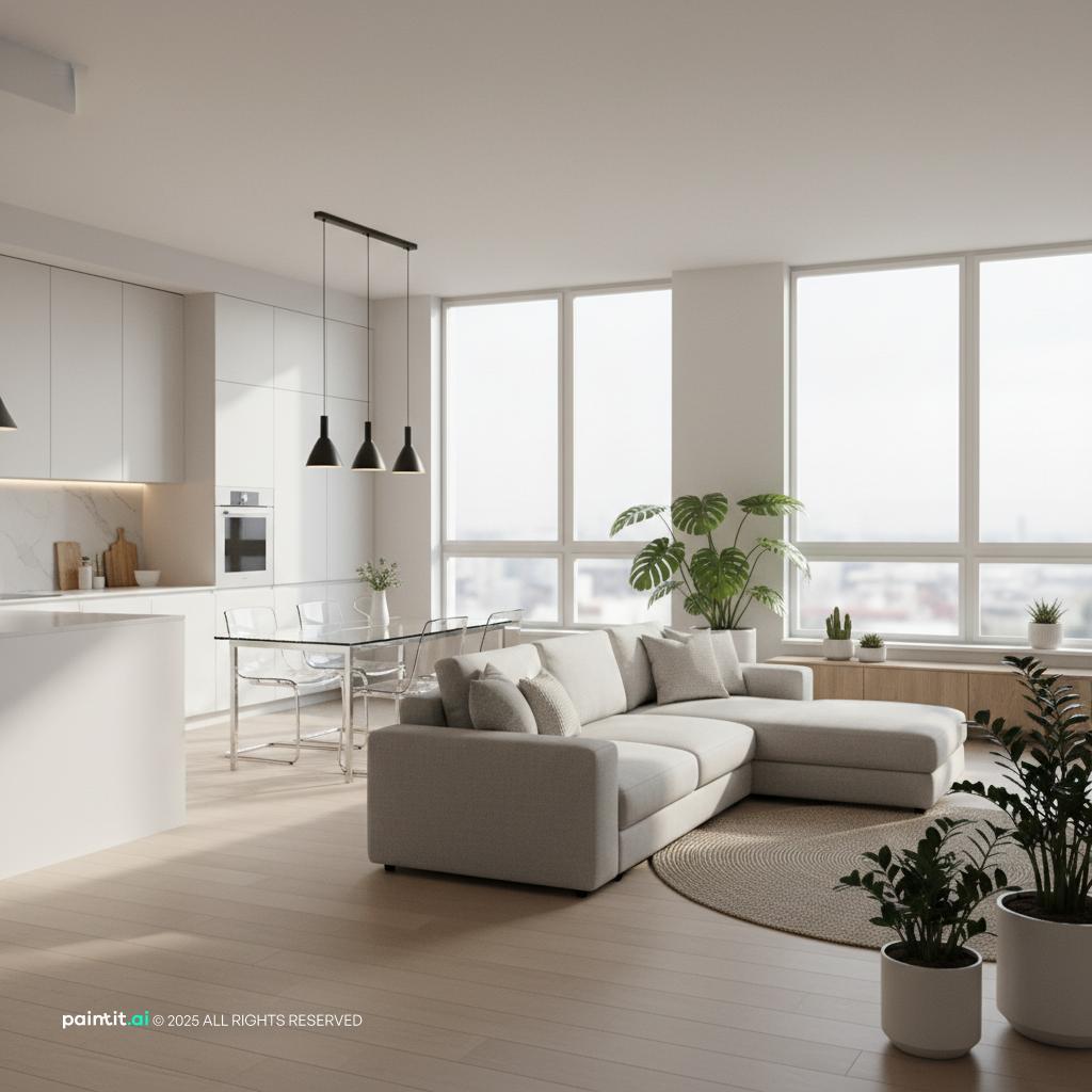 White Living Room With Black Trim - Elegant Interiors | Paintit.ai - 26