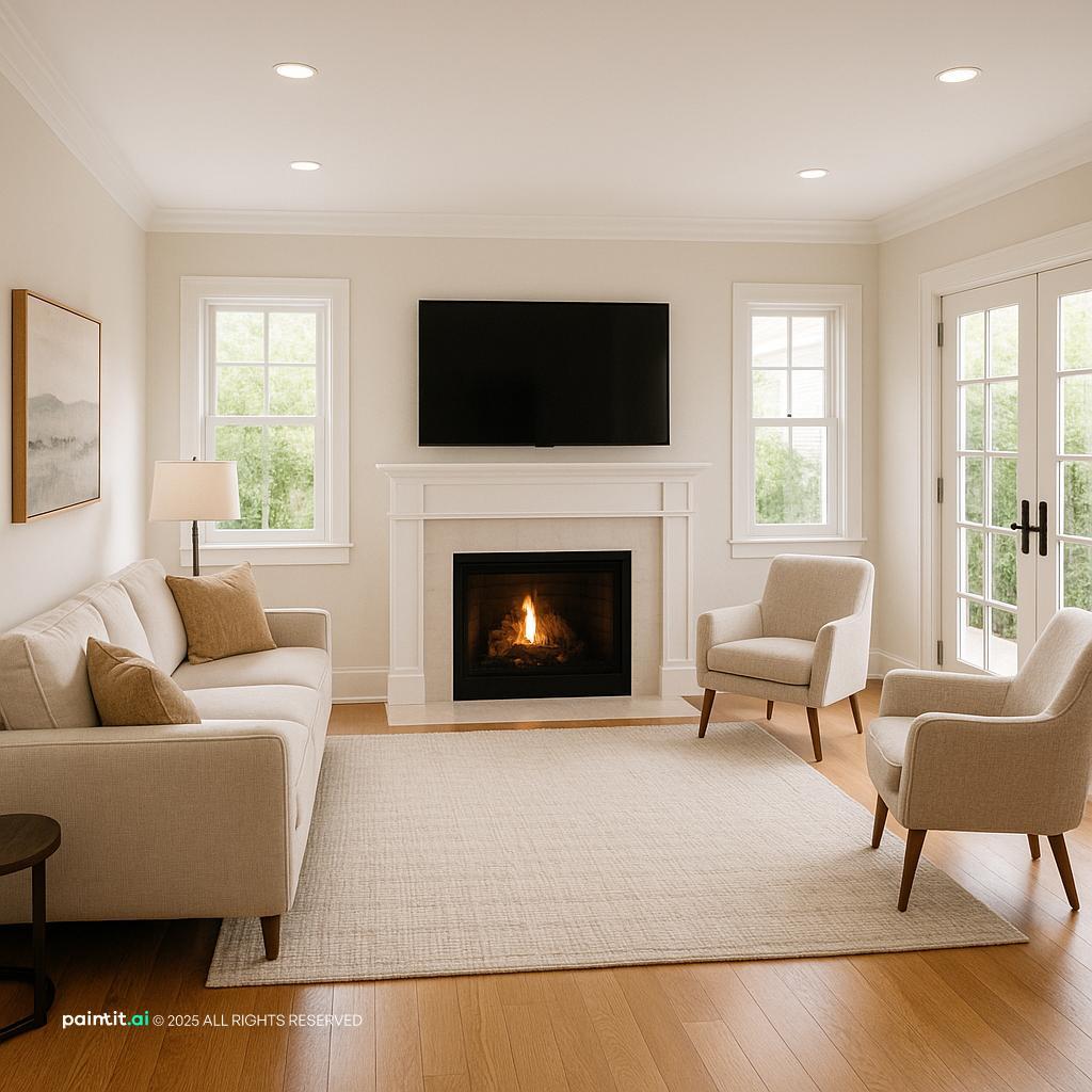 Stylish Living Room Layout with Fireplace Focal Point showing fireplace focal point, compact proportions, natural light for Small Living Room With Firep...