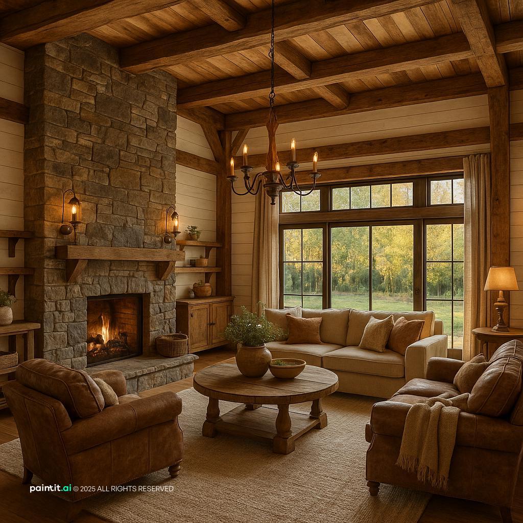 Rustic Farmhouse Farmhouse Living Room Ideas: Decor Concepts | Paintit.ai - 16