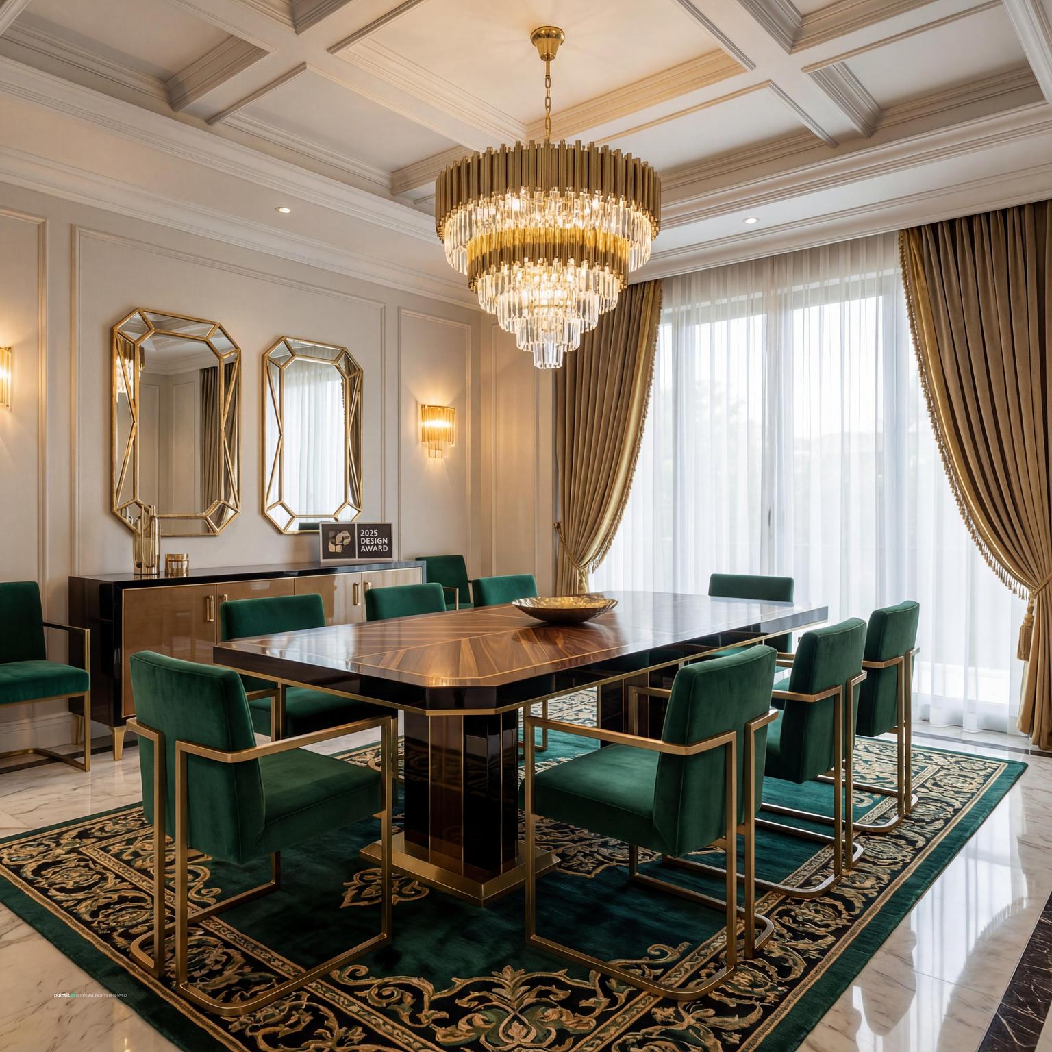 Elegant Art Deco Dining Room with Gold Accents for 1920 Interior Design Style