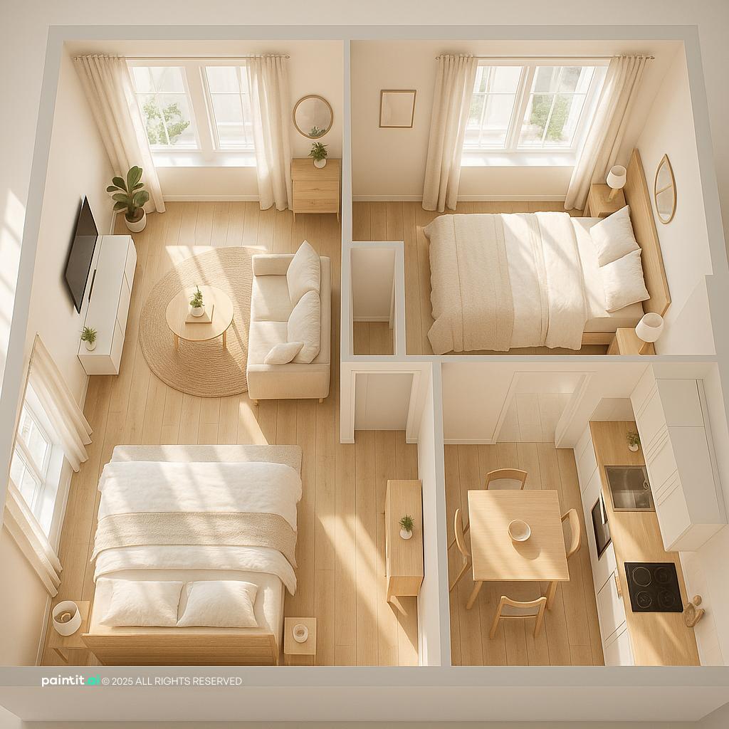 Modern Cozy Living with Natural Light showing clear furniture layout, natural light for Awkward Living Room Layout Ideas.