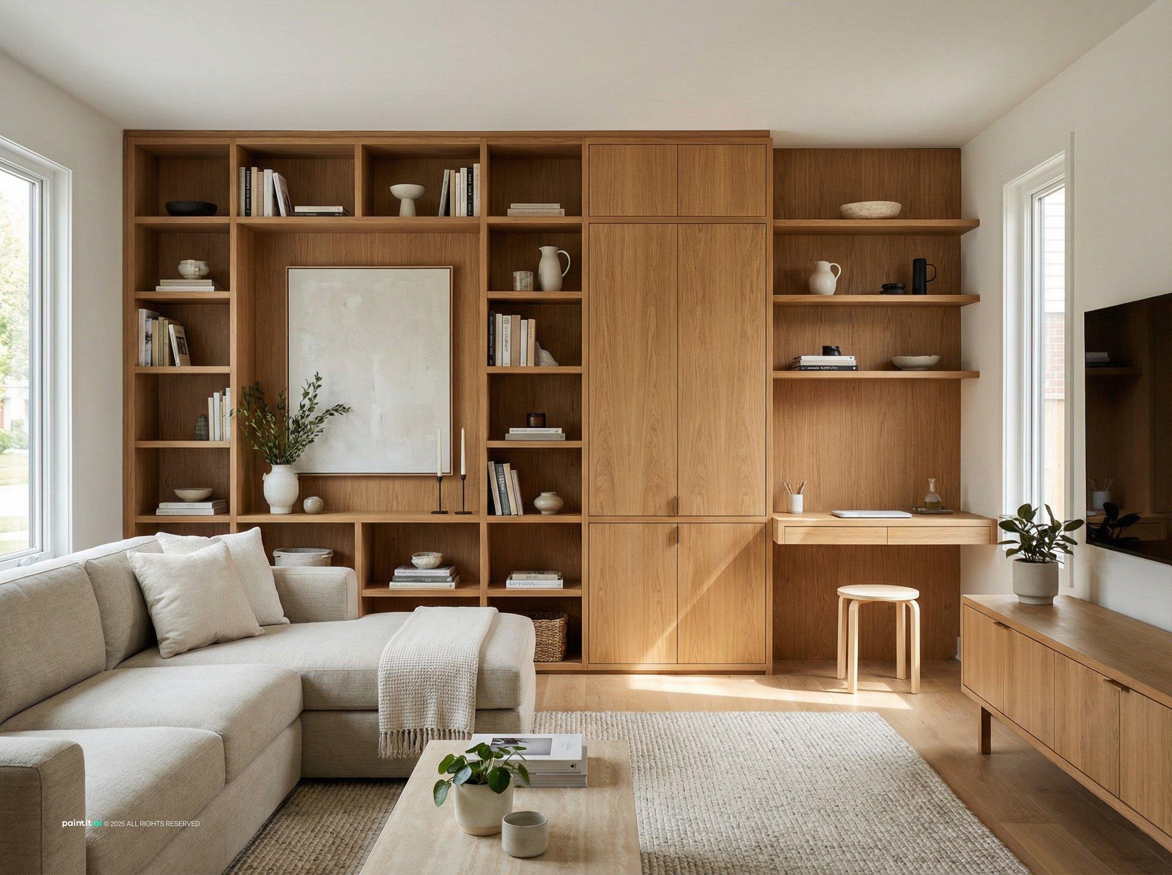 Living Room Library: Elegant Storage Solutions | Paintit.ai - 31