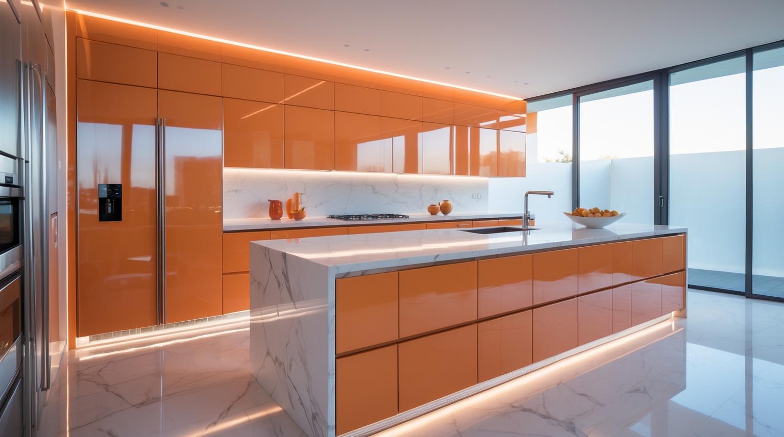 Bold and Vibrant Orange Kitchen Cabinets