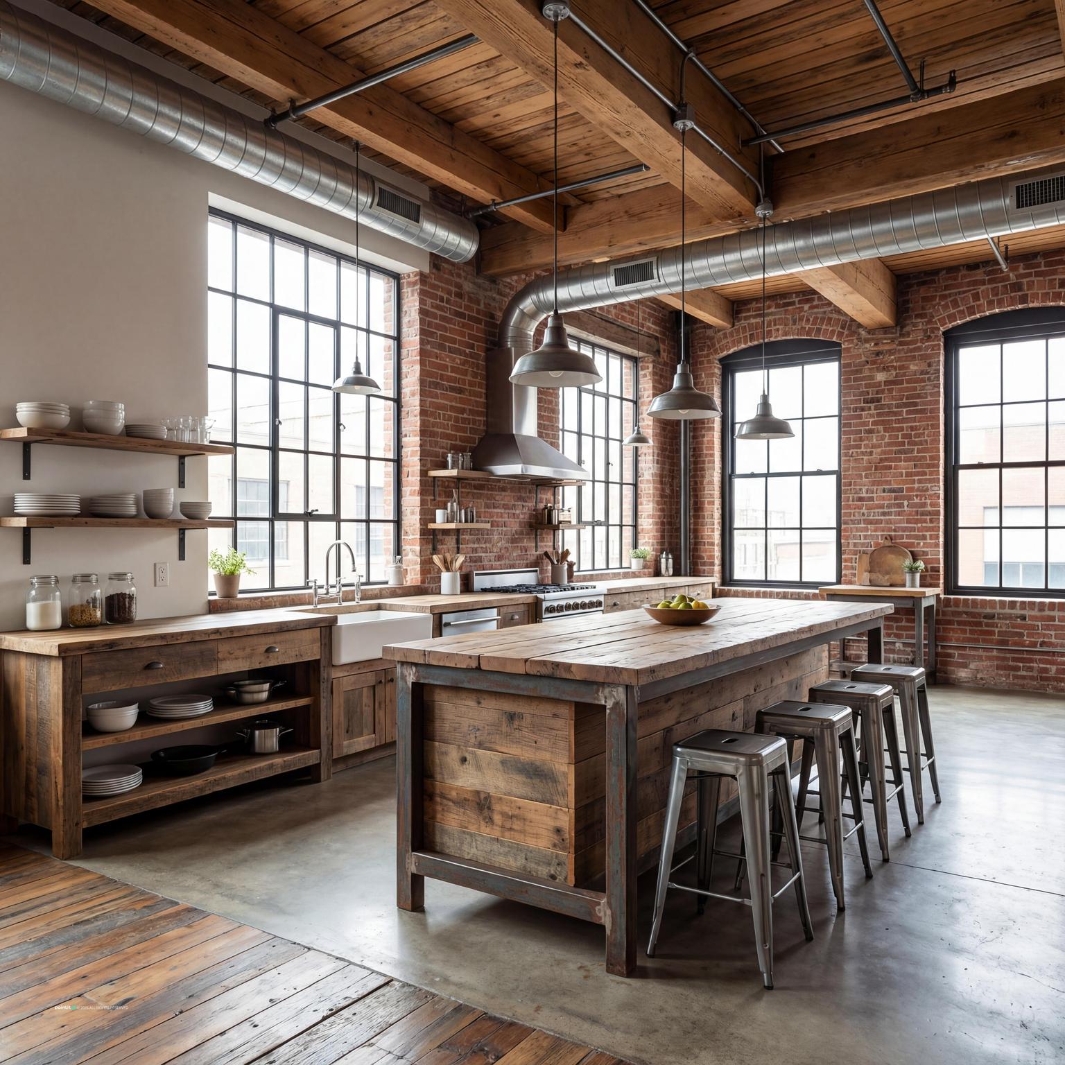 Stylish Industrial Loft Kitchen Design with Steel Details for New York Loft Style Interior Design