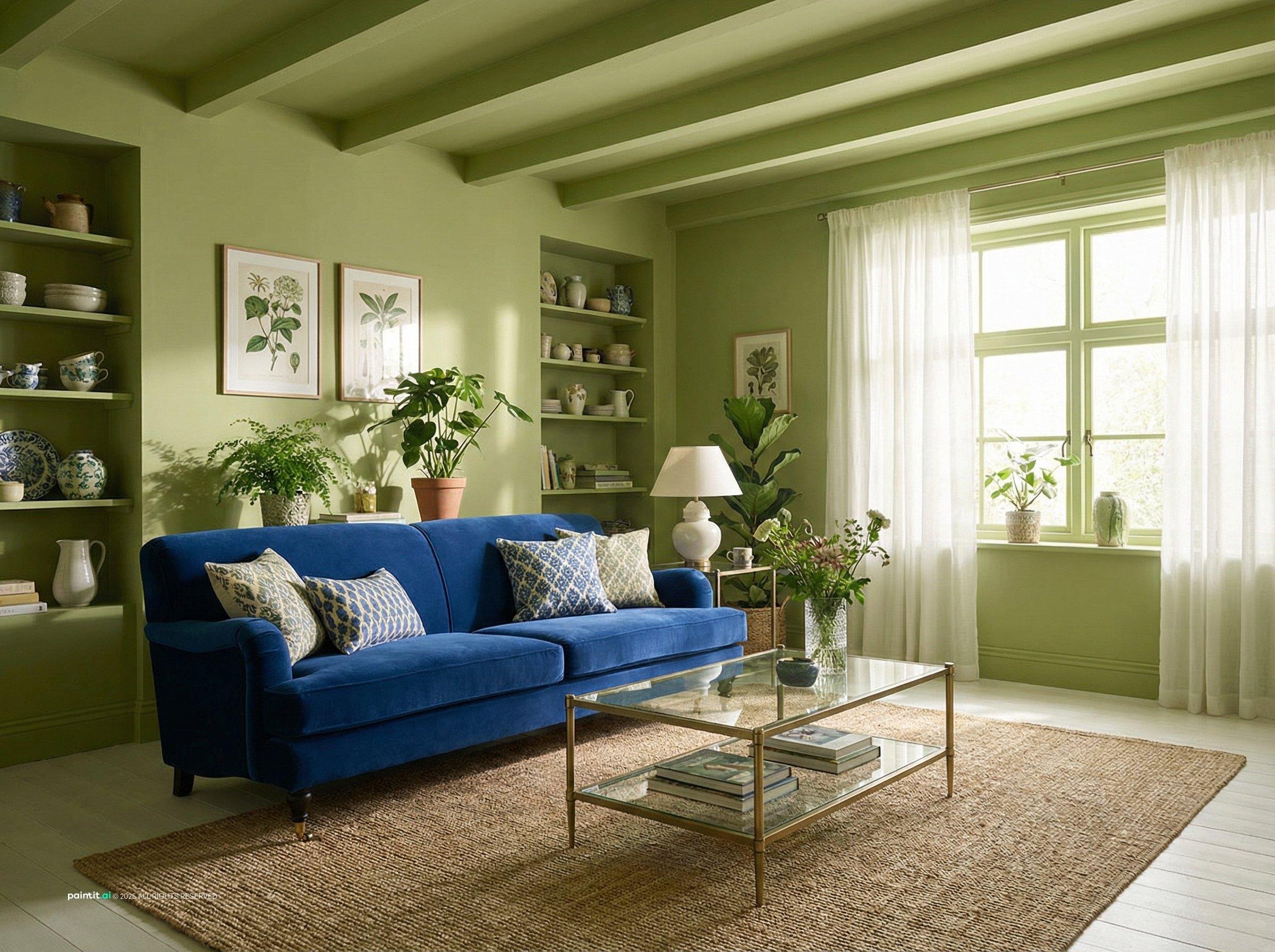 Blue and Green Living Room: Design Ideas | Paintit.ai - 31