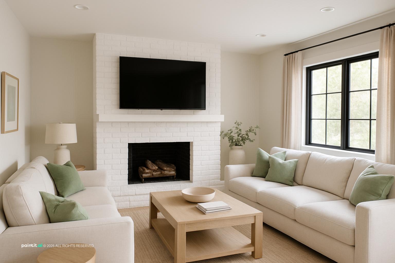 Farmhouse Sage Green Living Room - Design Ideas | Paintit.ai - 20