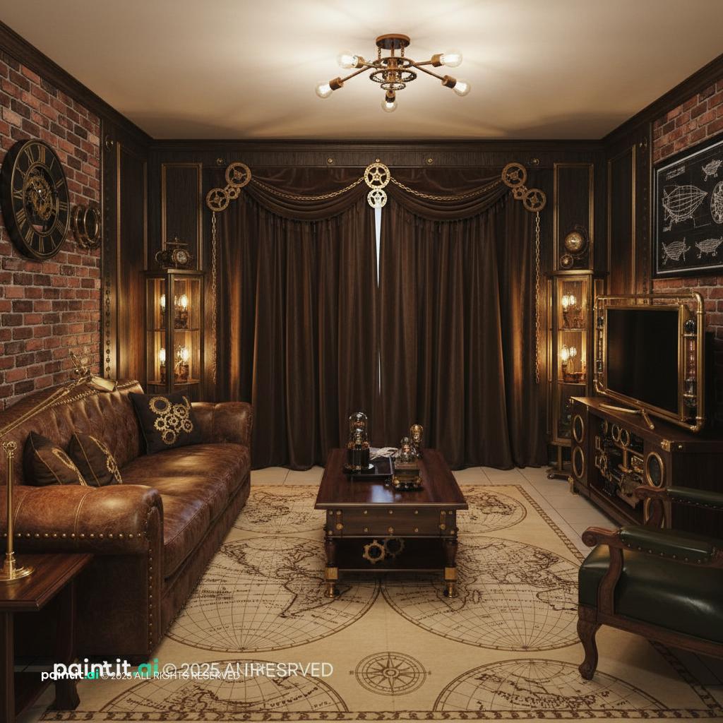 Vintage Industrial Living Room - Design Inspiration | Paintit.ai - 15