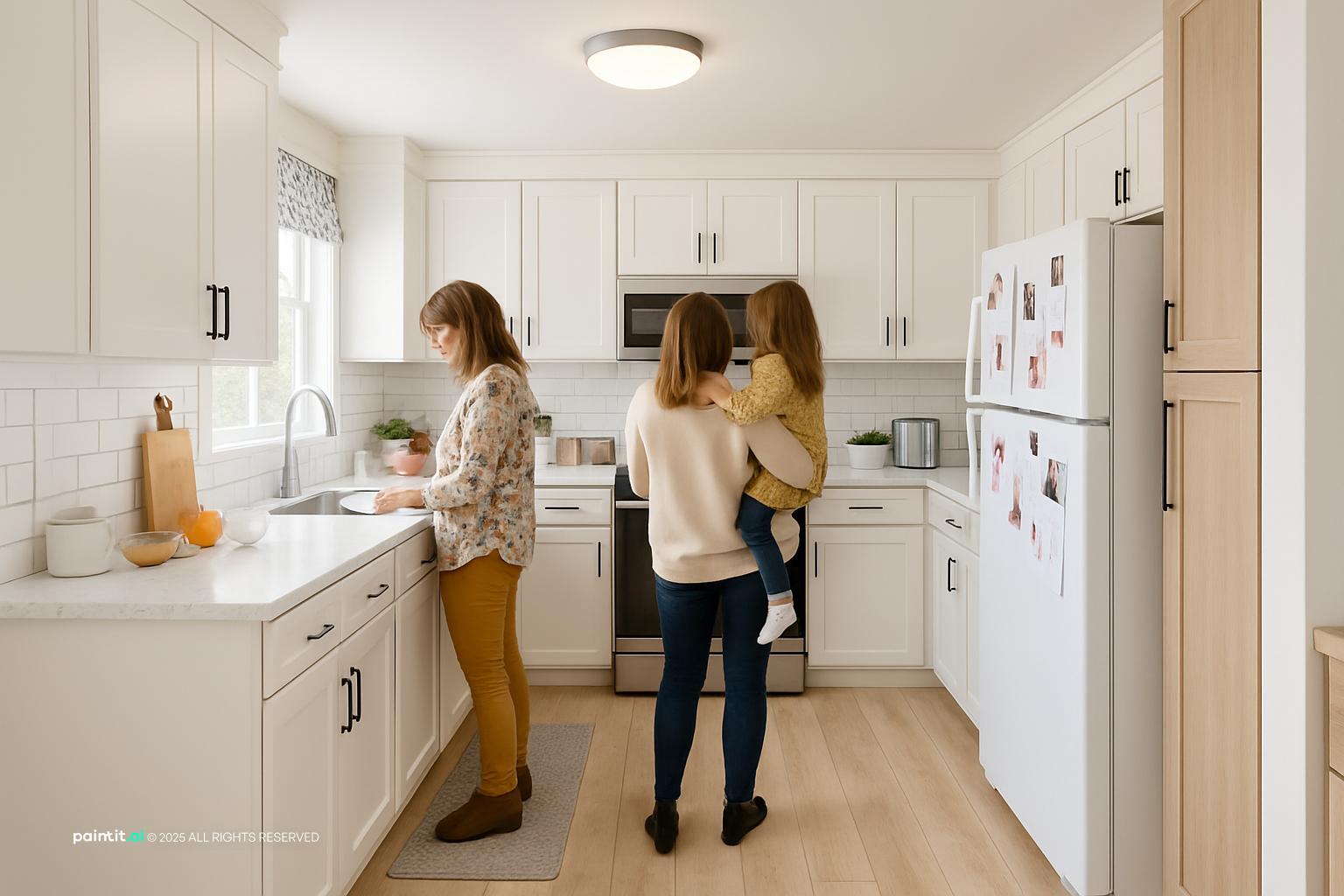 White Kitchen and Living Room: Elegant Interiors | Paintit.ai - 13