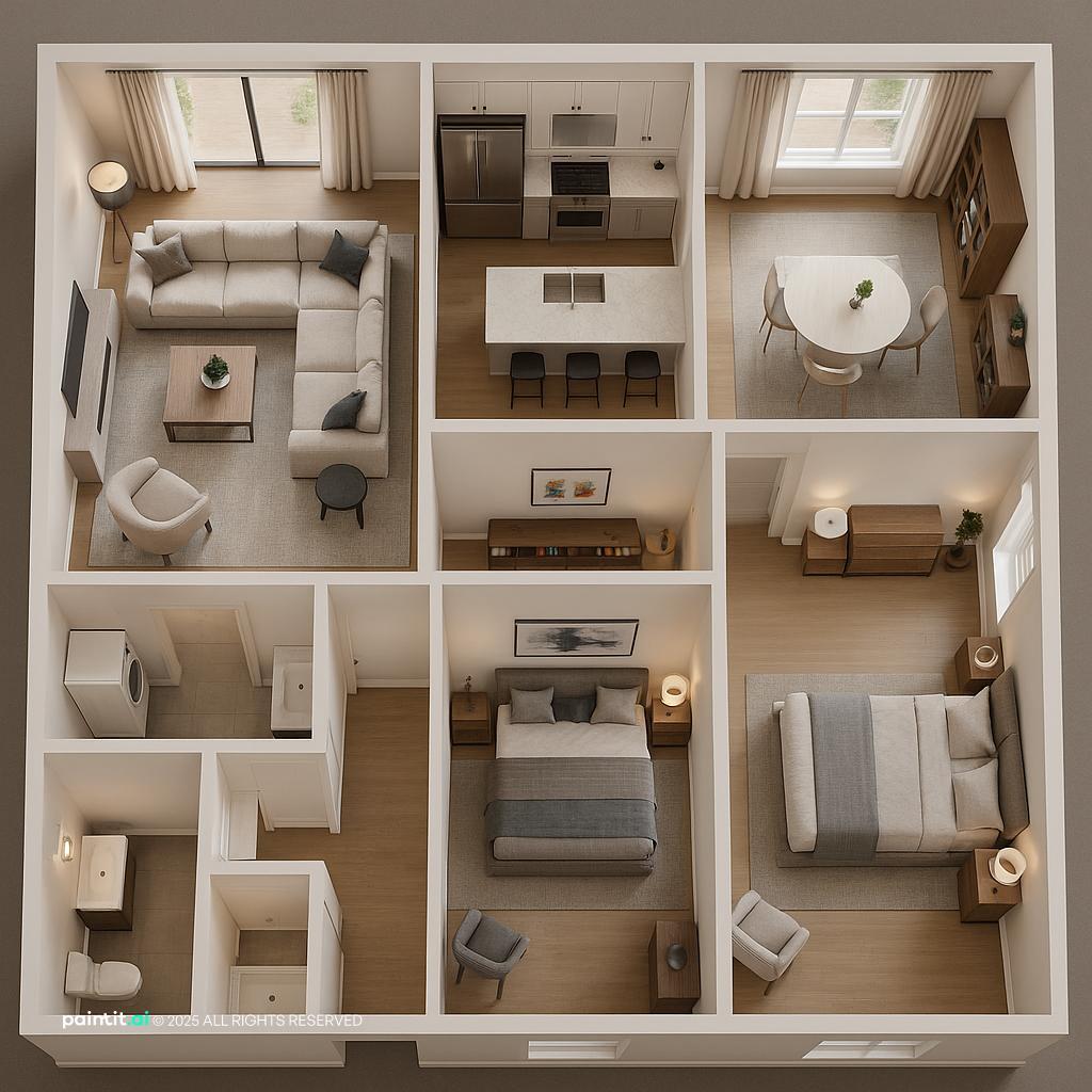 Stunning Multi-Room Interior Design Concept log cabin living room