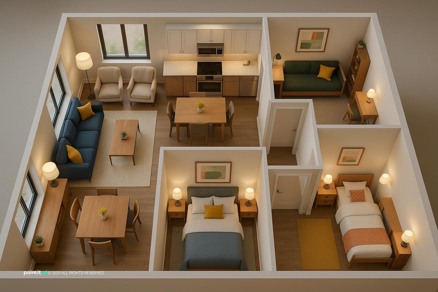 Yellow and Beige Living Room - Design Inspiration | Paintit.ai - 36