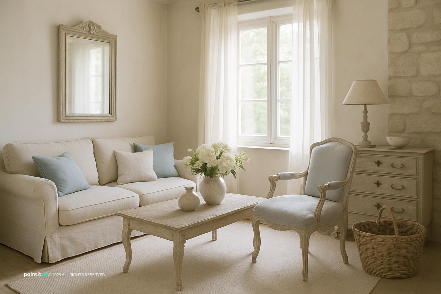 White Grey and Blue Living Room - Stylish Interior Ideas | Paintit.ai - 26