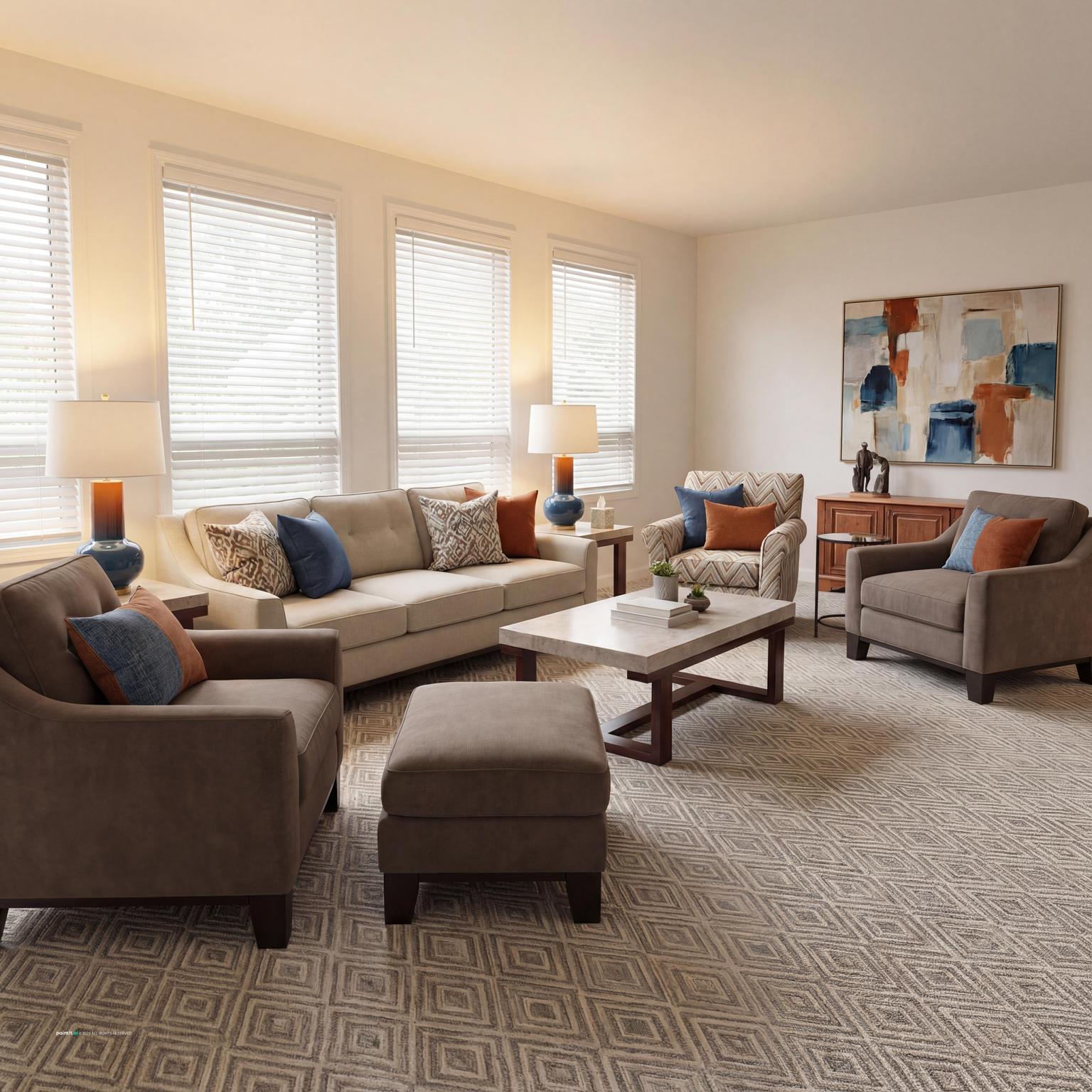 Orange and Grey Living Room - Design Inspiration | Paintit.ai - 10