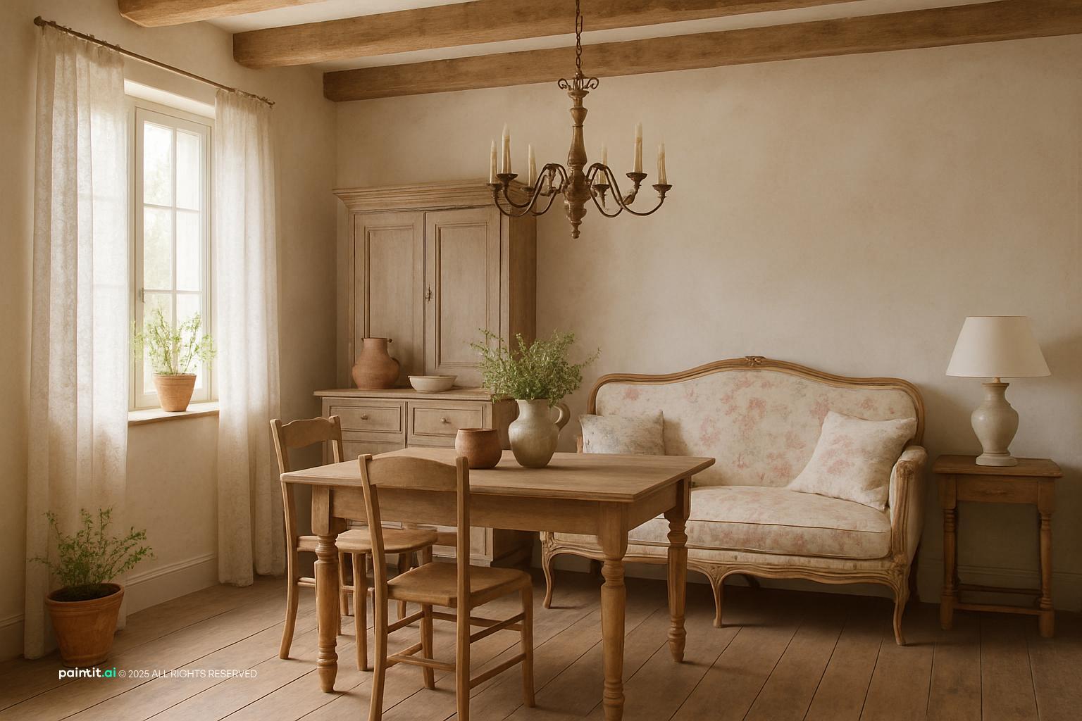 Napa Valley style interior with oak stone linen and warm wine country materials 5
