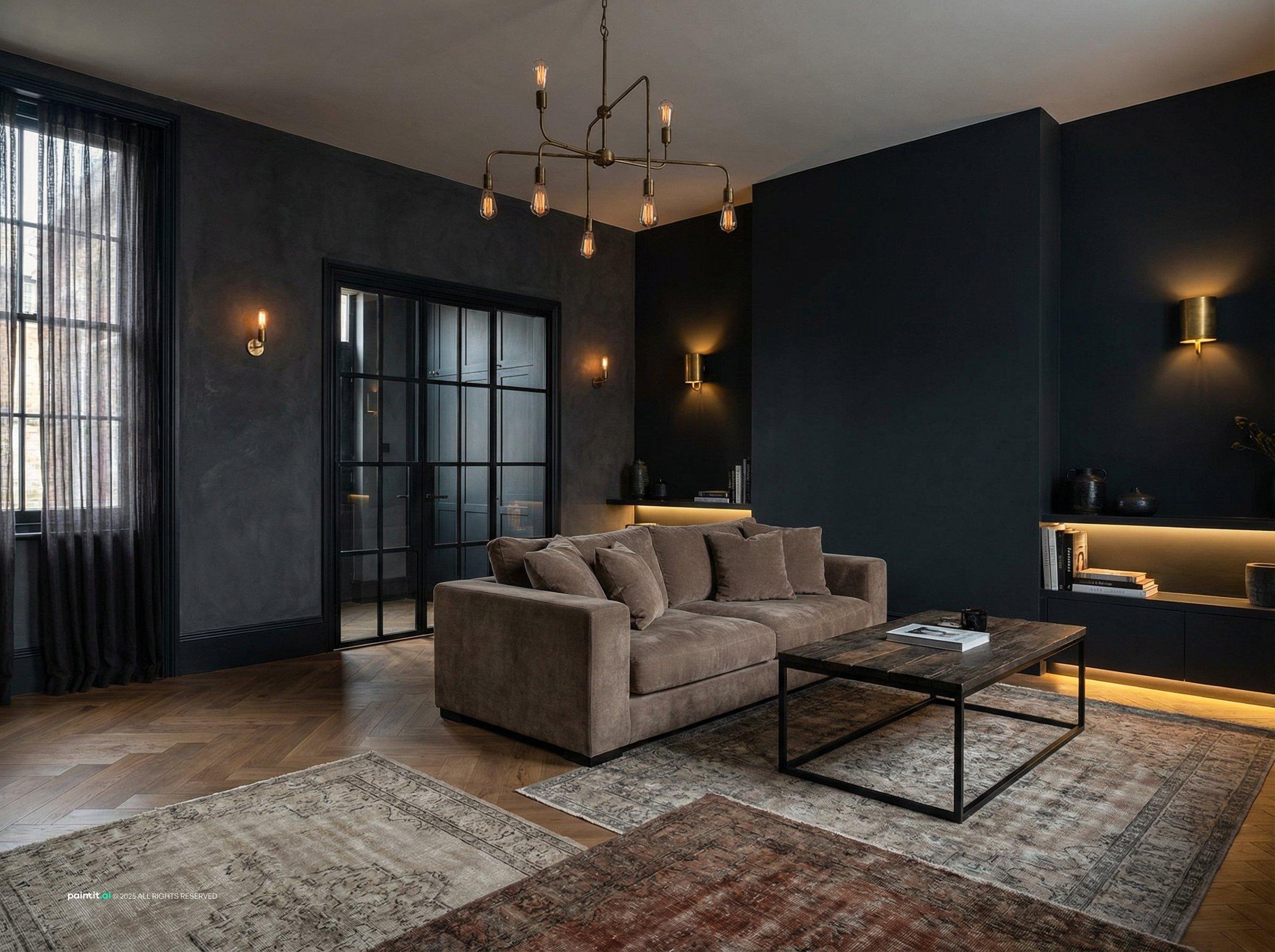 Dark Moody Living Room - Design Ideas | Paintit.ai - 25