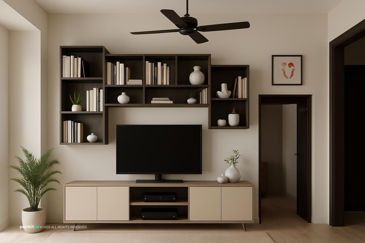 Living Room Library: Elegant Storage Solutions | Paintit.ai - 5