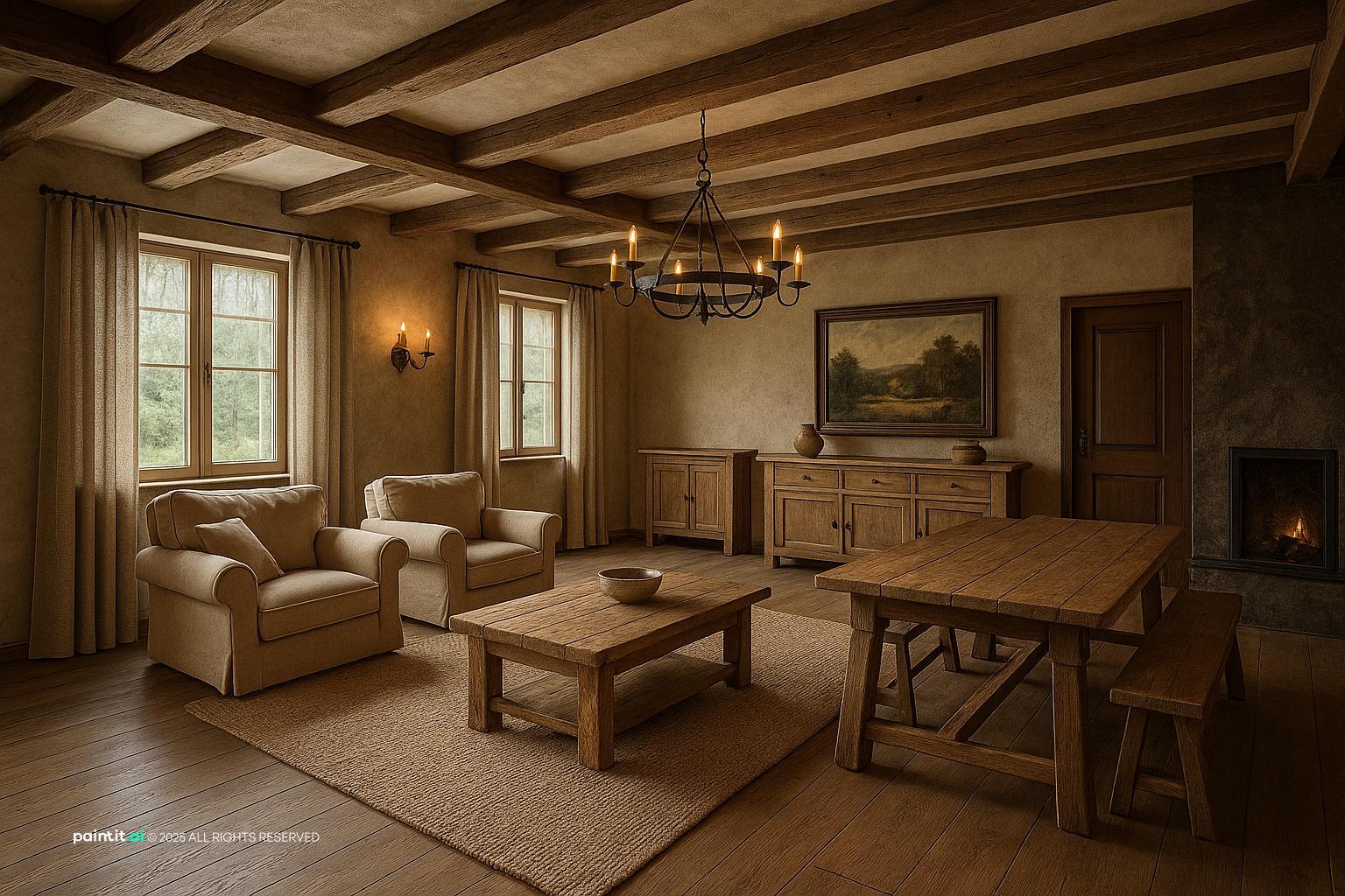 Barndominium Living Room - Rustic Chic Interiors | Paintit.ai - 23