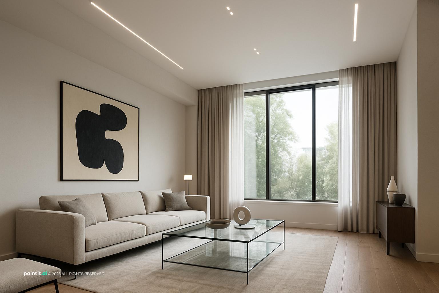 Stunning Modern Living Room Design showing metal accents, clean-lined furniture, open layout for Living Room Color Ideas.