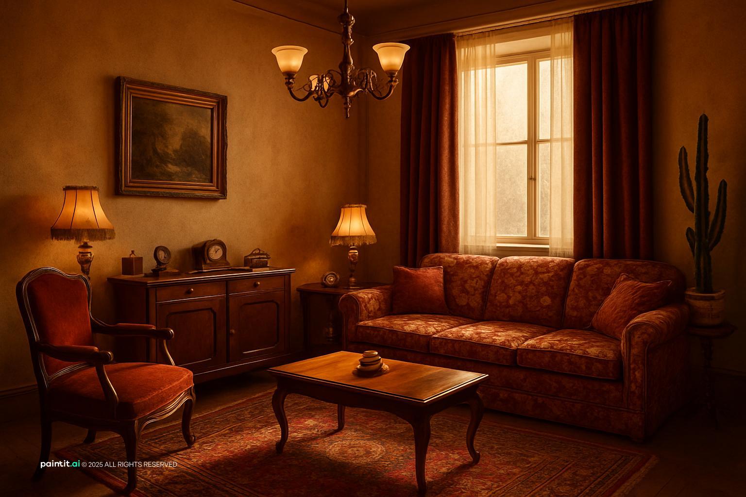 Middle Class 1940s Living Room - Vintage Home Inspiration | Paintit.ai - 17