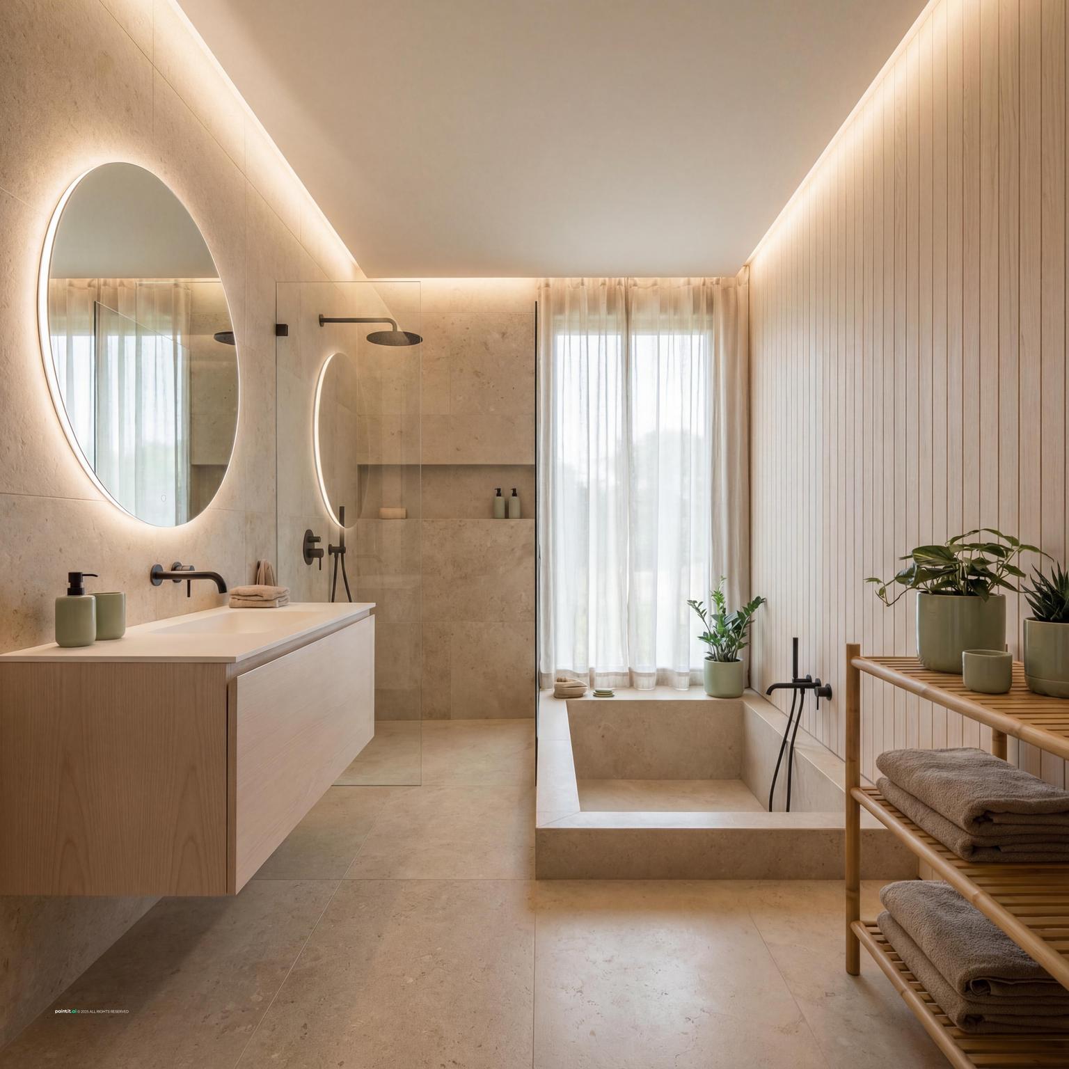 Serene Japandi Bathroom for Muji Style Interior Design