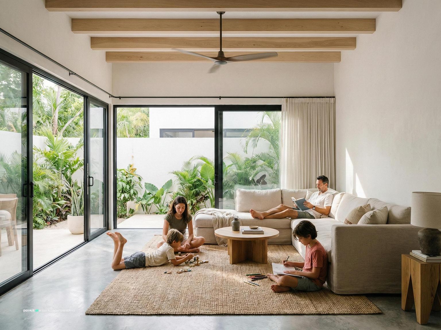White Living Room With Black Trim - Elegant Interiors | Paintit.ai - 18