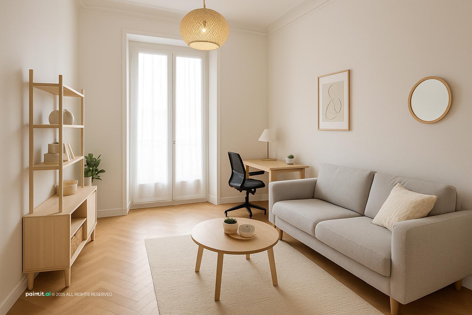 Home office and living room combination for flexible second room