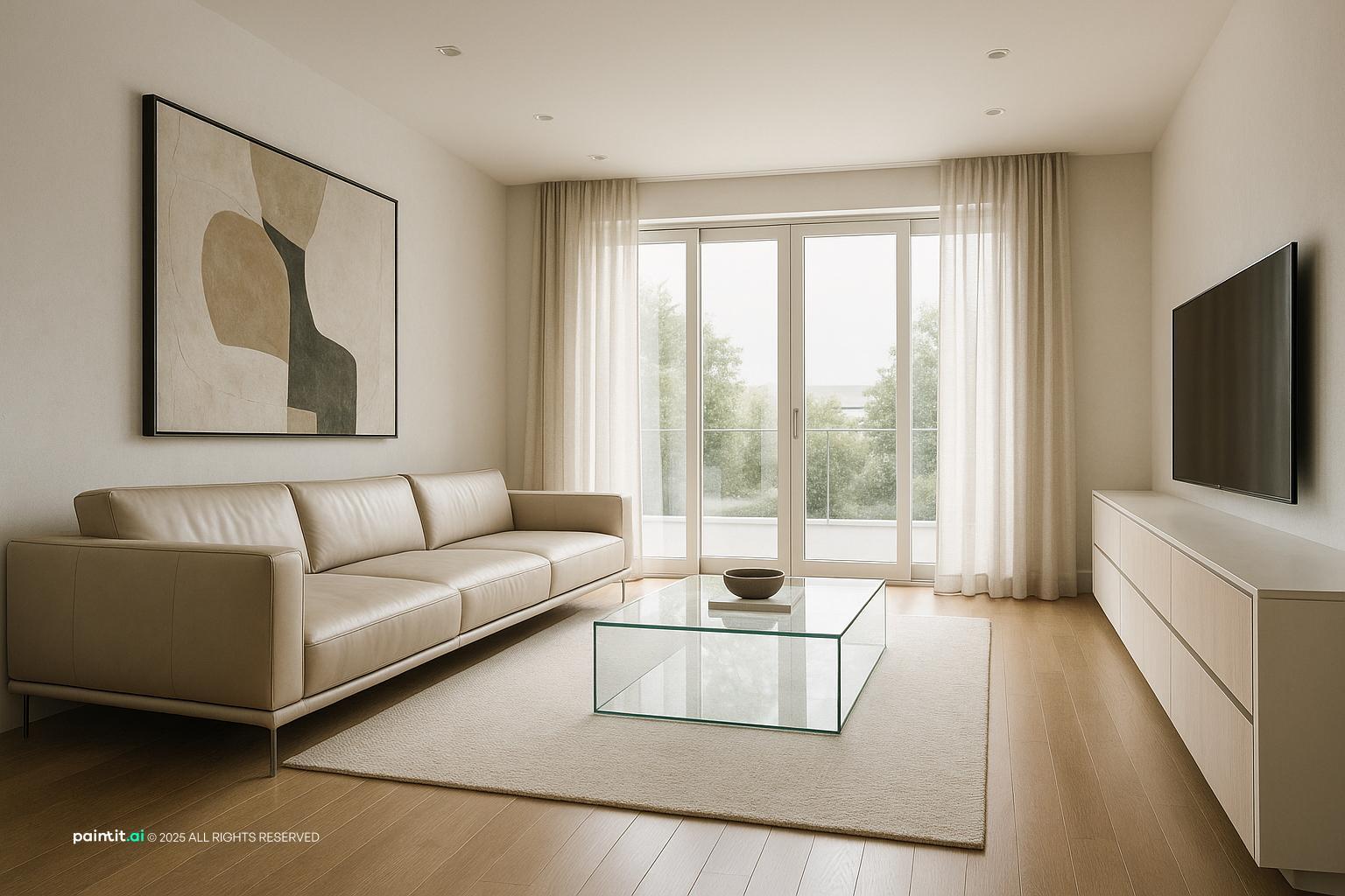 Sleek Contemporary Living Room Design showing grey palette, cream tones, soft textiles for Cream and Grey Living Room Ideas.