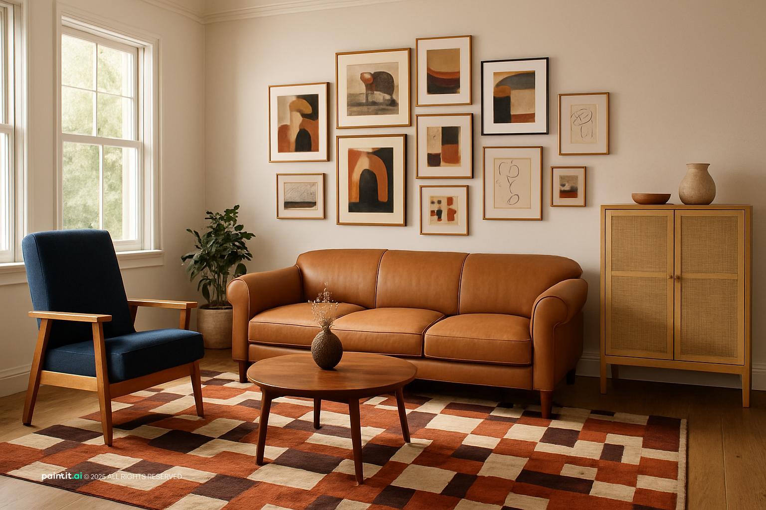 Navy Blue and Burnt Orange Living Room - Design Ideas | Paintit.ai - 21