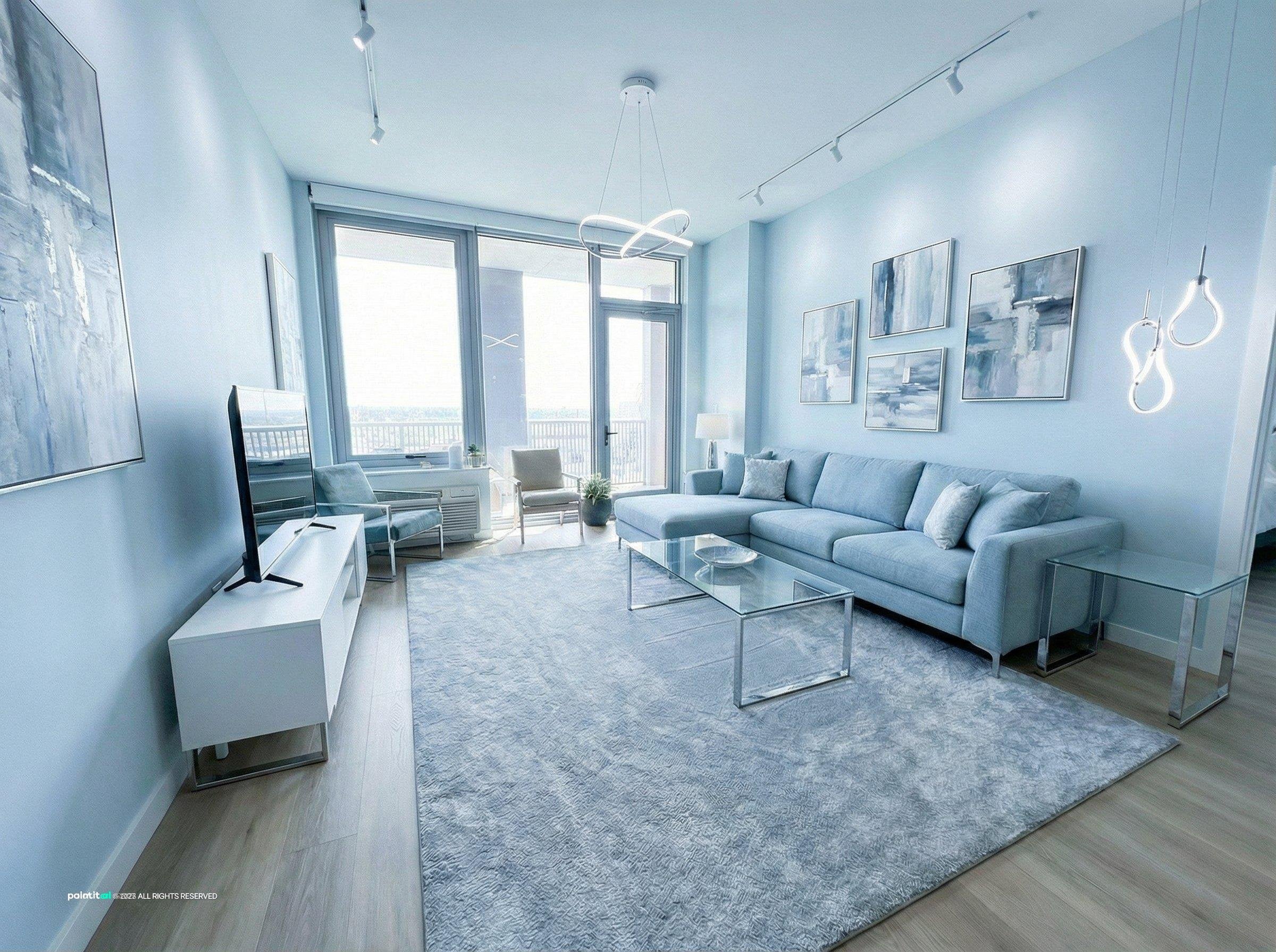 Grey White and Blue Living Room - Design Concepts | Paintit.ai - 18