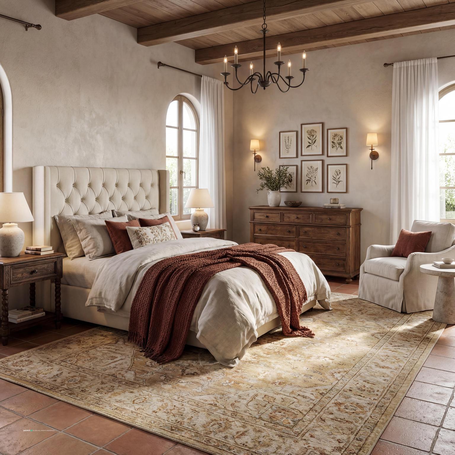 Elegant Mediterranean Master Suite for Santorini Style Interior Design