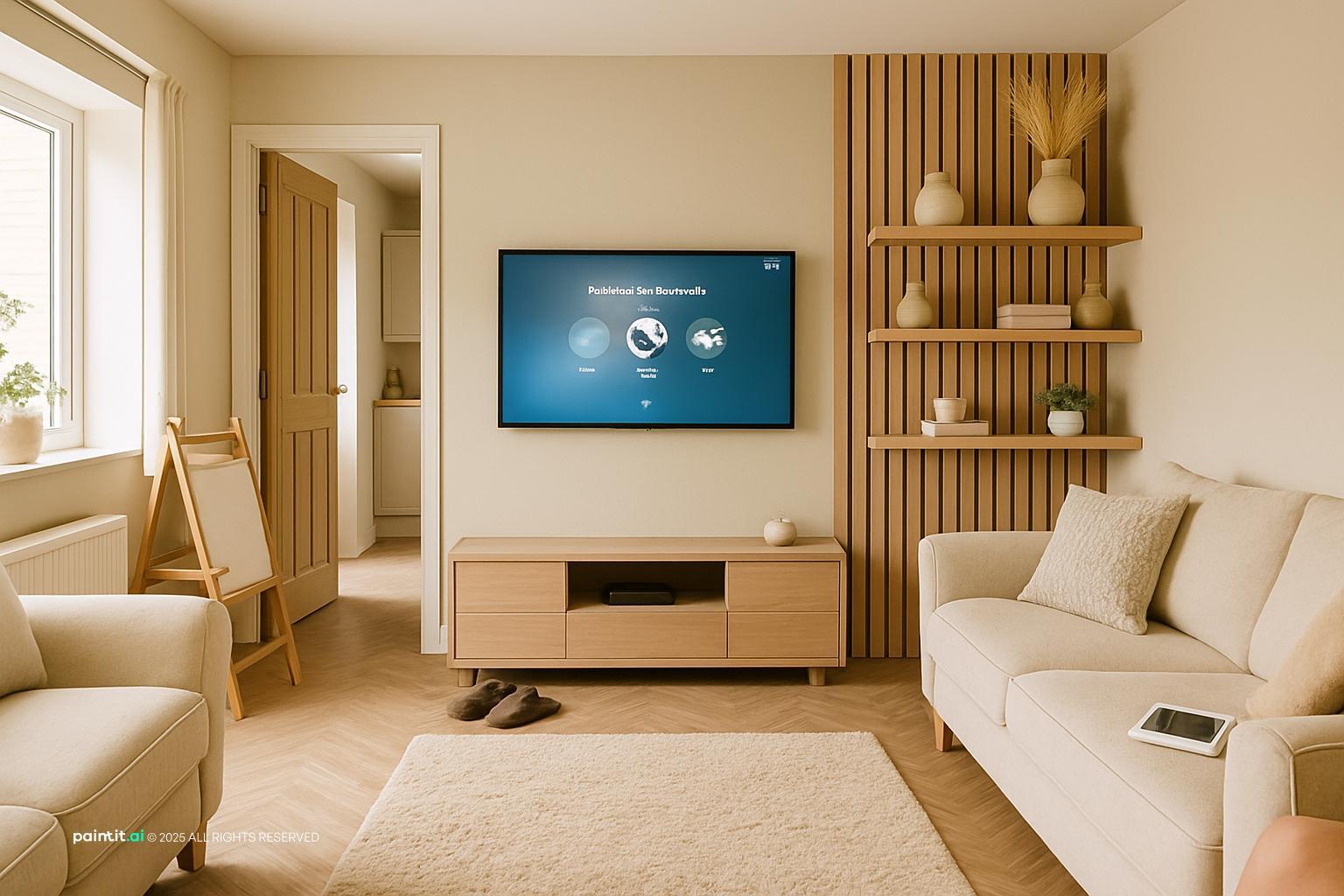 Woven Wood Shades Living Room - Design Ideas & Inspiration | Paintit.ai - 18